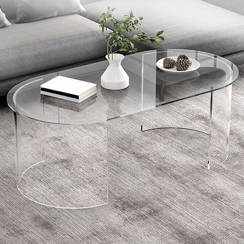 Modern Coffee Table 17.71" High Coffee Table with Acrylic 2 Legs