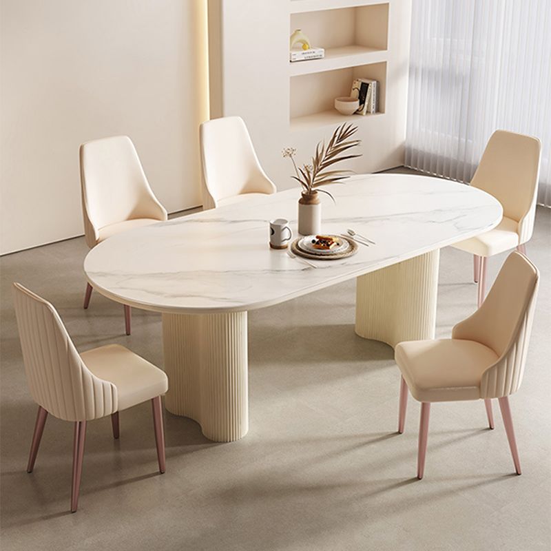 Contemporary Sintered Stone Dining Table Oval Dinner Room Table