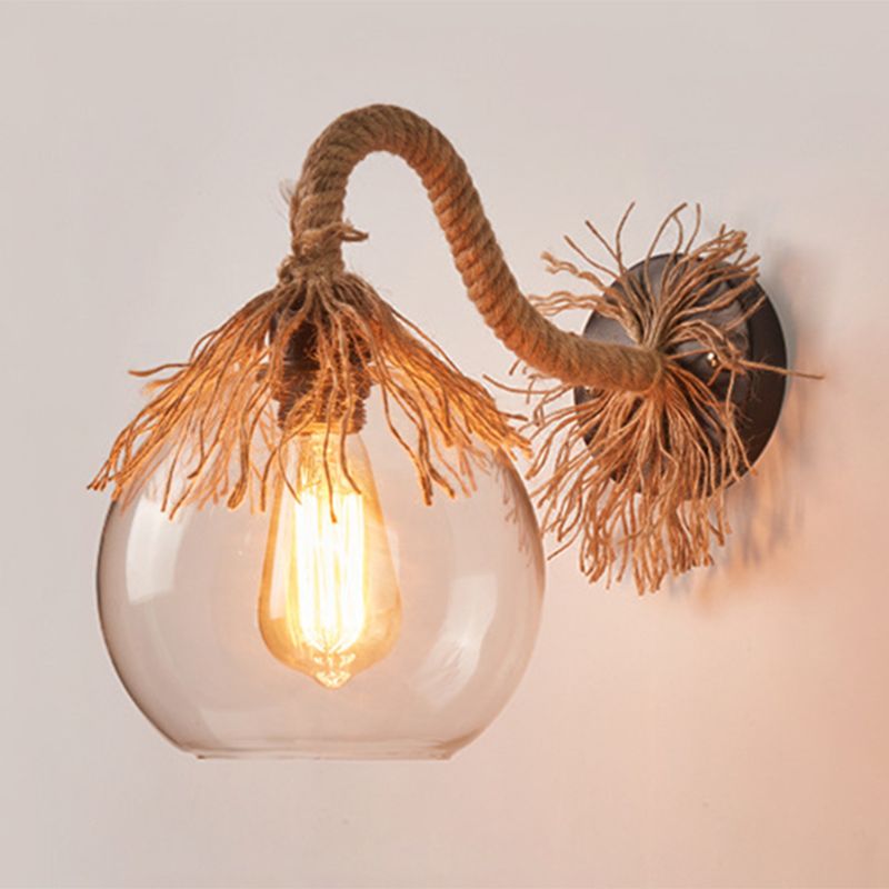 Gooseneck Stem Wall Light Sconce American Retro Style Glass 1 Light Sconces