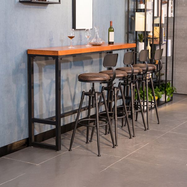 Industrial Solid Wood Bar Table Set 1/5/9 Pieces Counter Table with High Stools