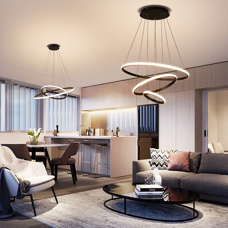 Orbicular Living Room Chandelier Lamp Metal LED Minimalist Suspension Pendant Light