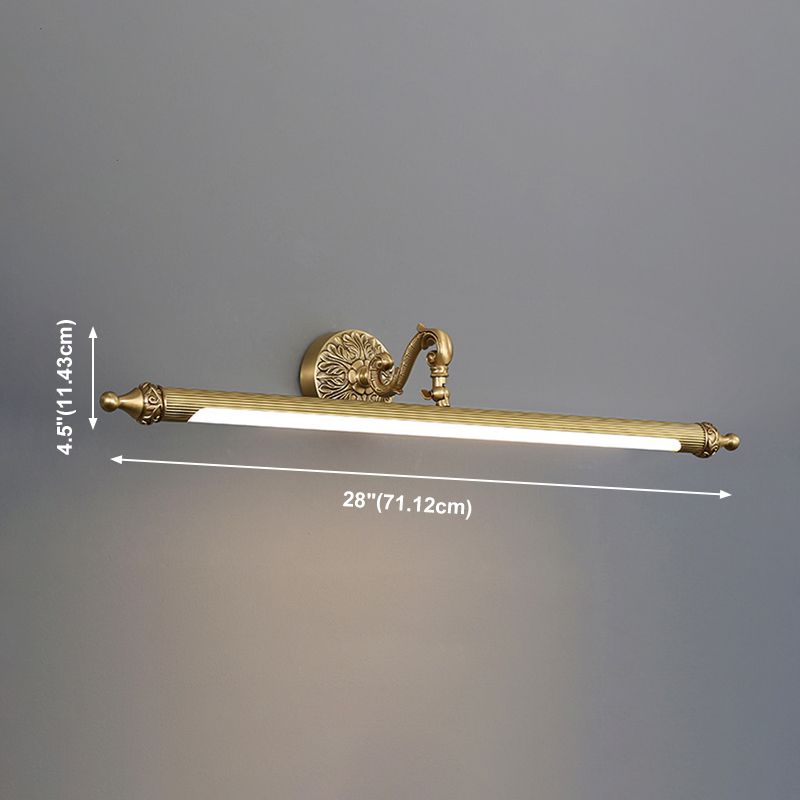 1 Light Linear Wall Lighting Modern Style Mirror Wall Mounted Light Fixture in Brass