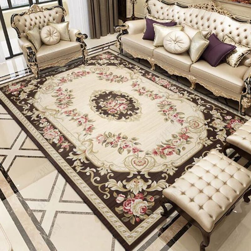 Color Floral impresión Floral Poliéster Poliéster tradicional Anti-slip respaldo alfombra interior para sala de estar