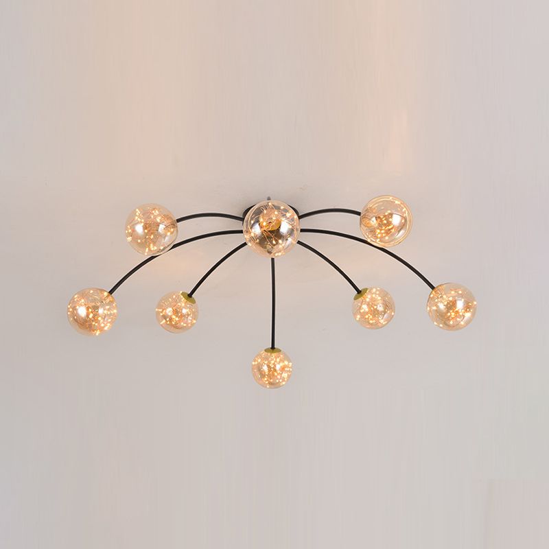 Lámpara de techo redondo de vidrio lámpara de montaje semi rasciquete led simple