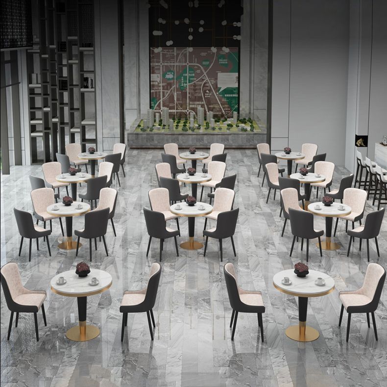 1/2/3/4/5 Pcs Metal Modern Dining Set with Round Dining Table Dinette Set