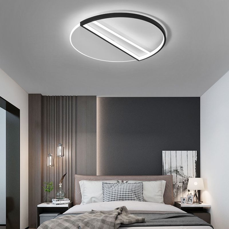Plafonnier géométrique en métal, style simple, LED noir, éclairage proche du plafond