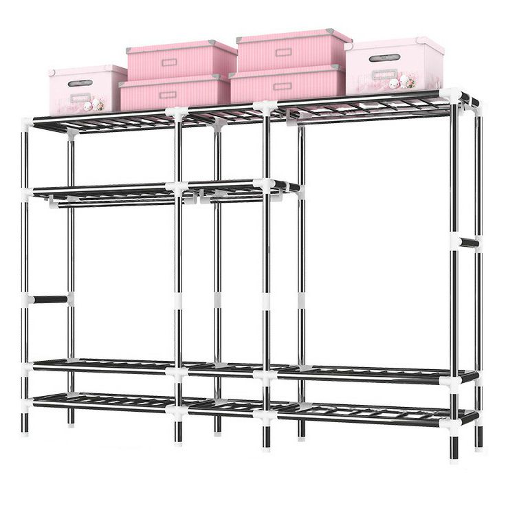 Steel Wardrobe Cabinet with Shelves Modern Wardrobe Armoire with Drawer