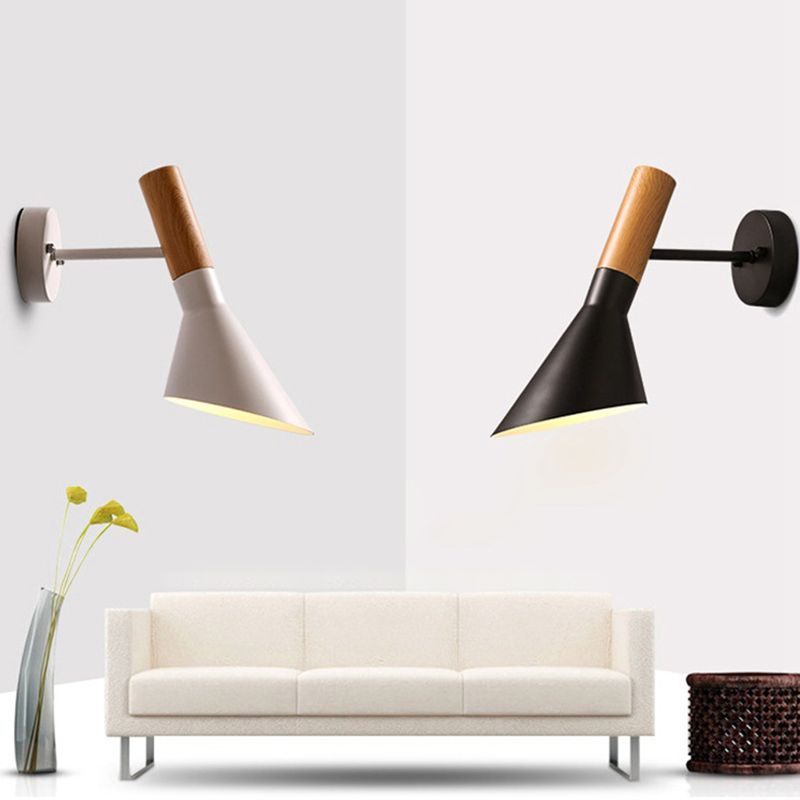 Cone Shape Wood Vanity Sconce Light Modern Style 1-Light Vanity Mirror Lights