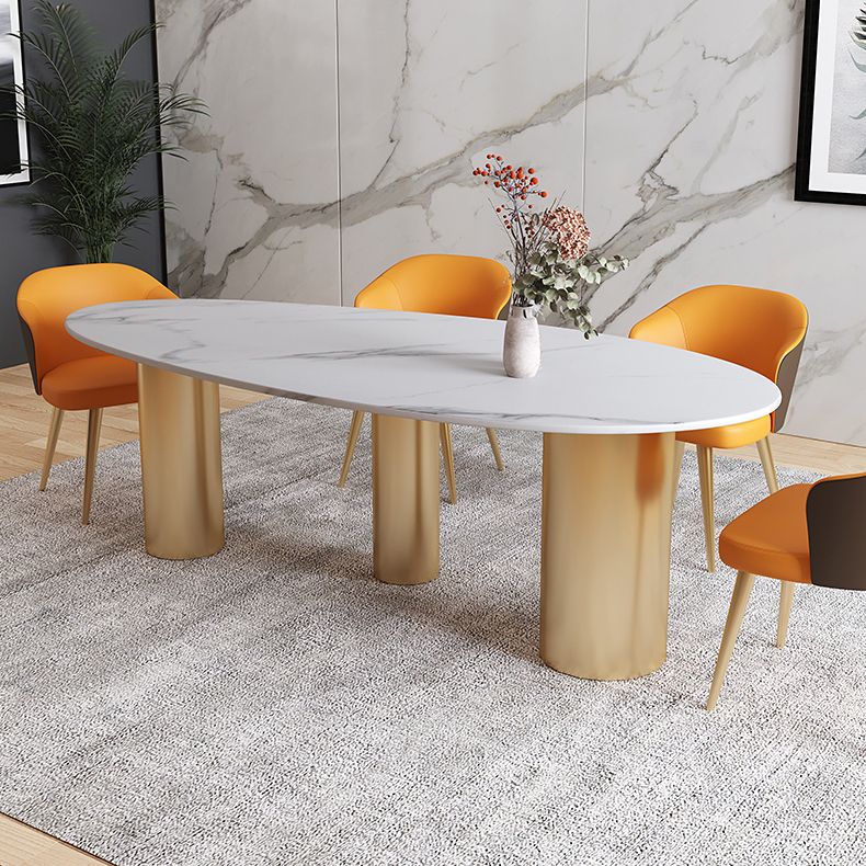 Sintered Stone Dining Table Traditional Luxury Table with Gold Frame