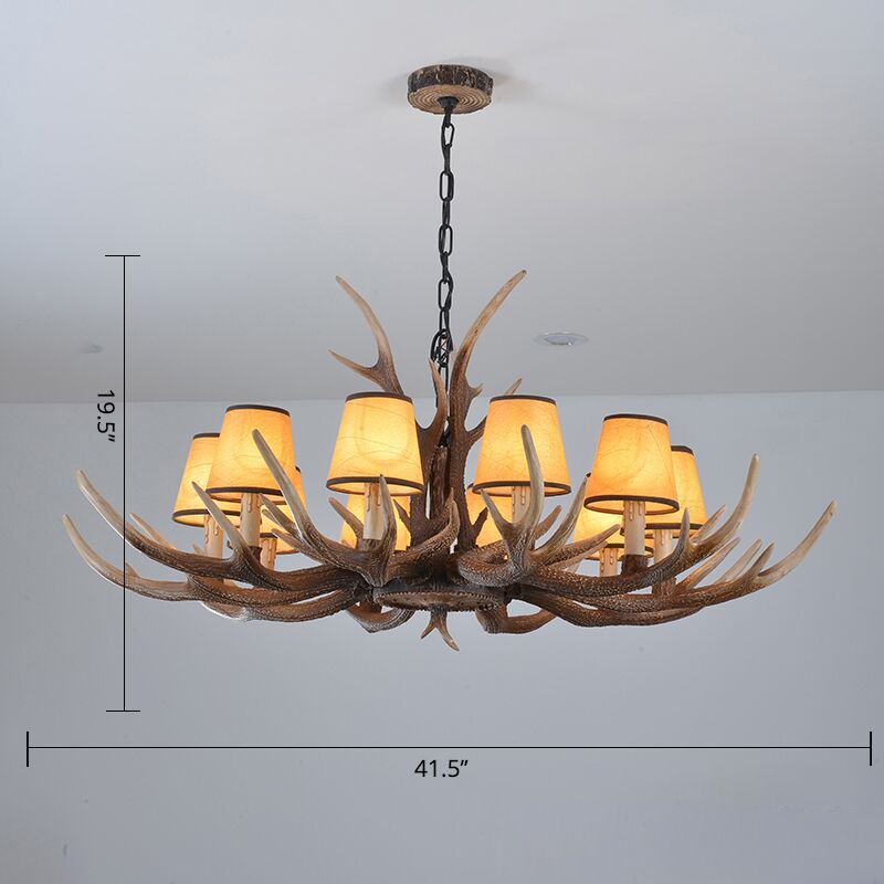 Antler Shaped Living Room Chandelier Countryside Resin Suspended Lighting Fixture