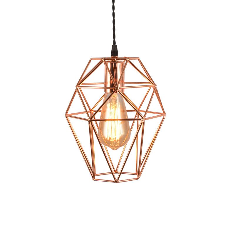 Metall geometrisch geformte hängende Lichteinfachheit 1-Licht-Esszimmer-Anhängerleuchte in Roségold