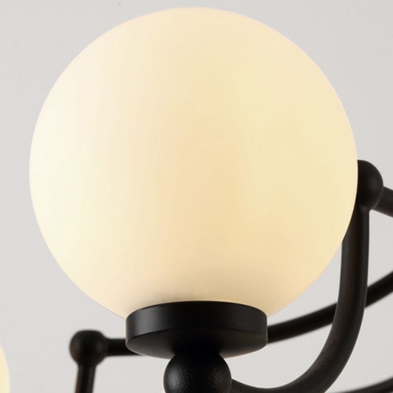 Black 14 Lights Chandelier Light Fixture Traditional Frosted Glass Molecular Pendant Lamp for Living Room