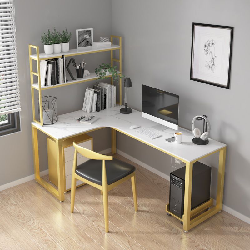 Glam Style Office Desk L-Shape Office and Study Room Writing Desk