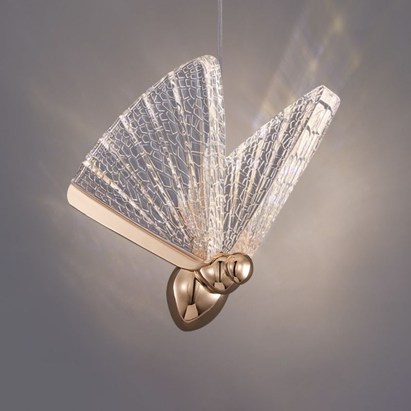 Acrylic Butterfly LED Pendant Light in Modern Creative Style Wrought Iron Hanging Light for Dining Room