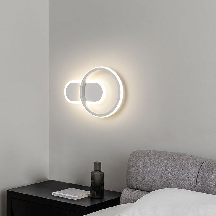 Single White Modernism Wall Mounted Sconce LED Statement Wall Light for Bedroom