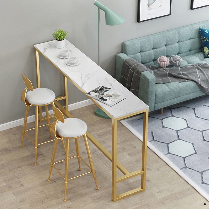 Glam Style 1/2/3 Pieces Bar Table Set Rectangle Bar Table with Metal High Stools for Home