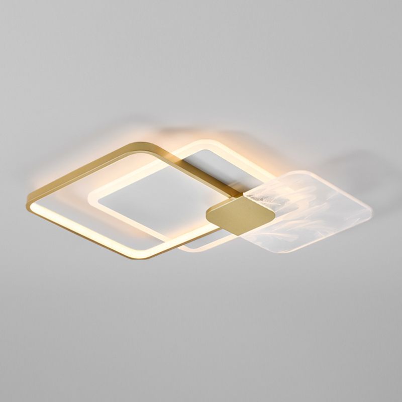 Gold Geometry LED Ceiling Light Feather Pattern Contemporary Flush Mount Light