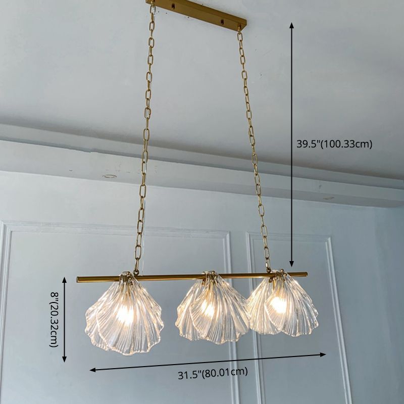 New Modern Fluted Glass Chandelier Lamp Linear Island Pendant for Dining Room