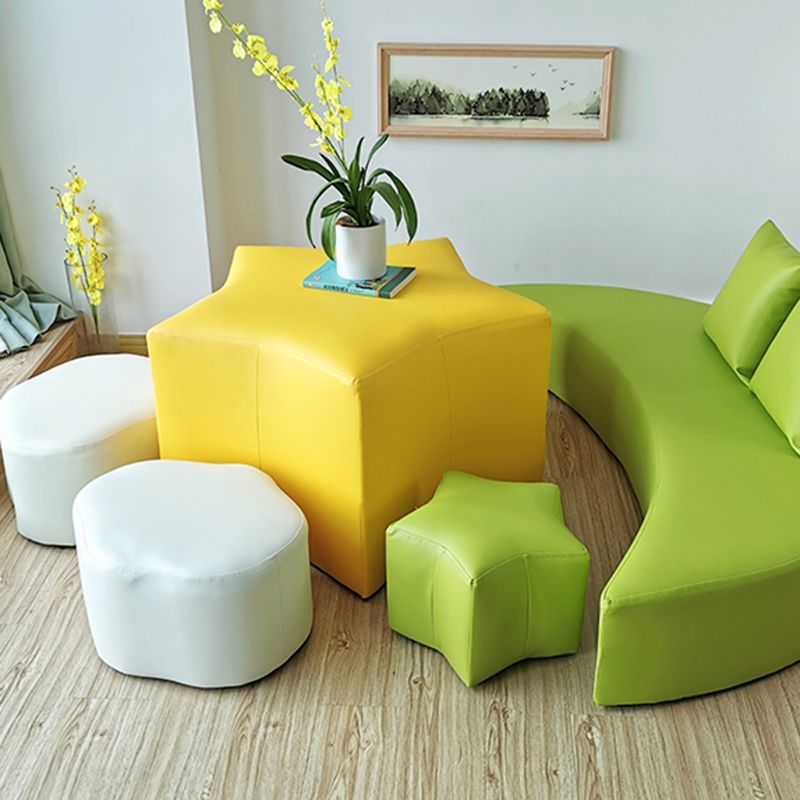 Modern Water Resistant Standard Specialty Shape Pink Leather Ottoman