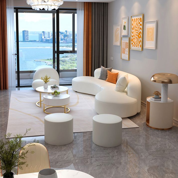 Scandinavian Beige Sectional Sofa with Tight Back Armless Sofa