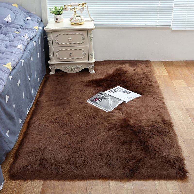 Shag Plain Rug Multi Color Simple Area Carpet Polypropylene Washable Anti-Slip Stain Resistant Rug for Room