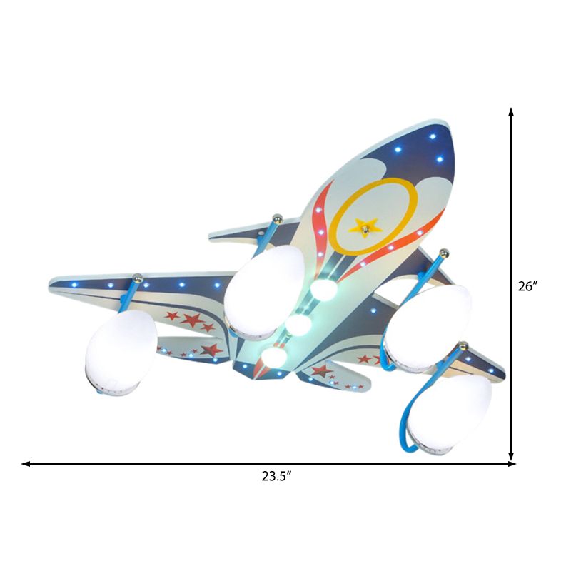 Lámpara de techo de montaje empotrado de dibujos animados avión 4 bombillas lámpara de techo de metal para dormitorio