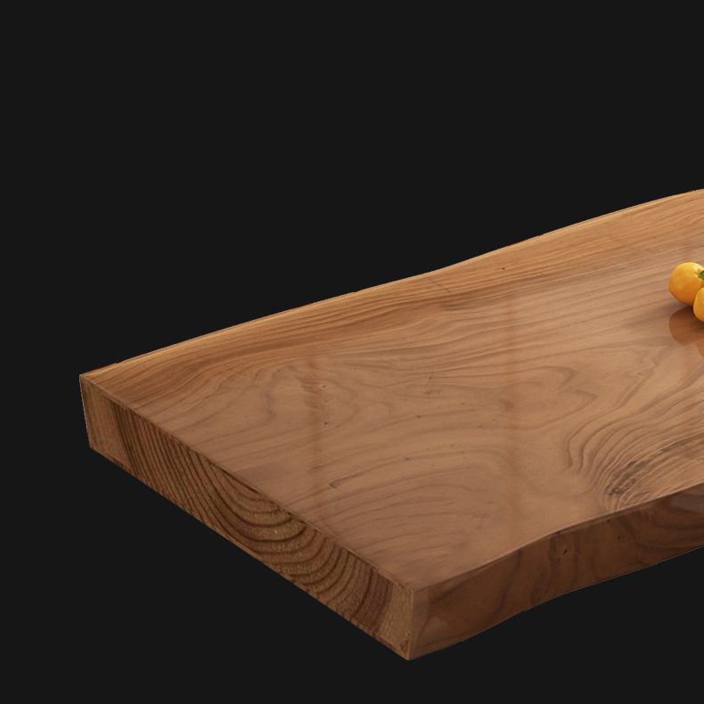 Modern massief houten rechthoek eettafel bruine keuken eettafel met dubbele voetstukbases