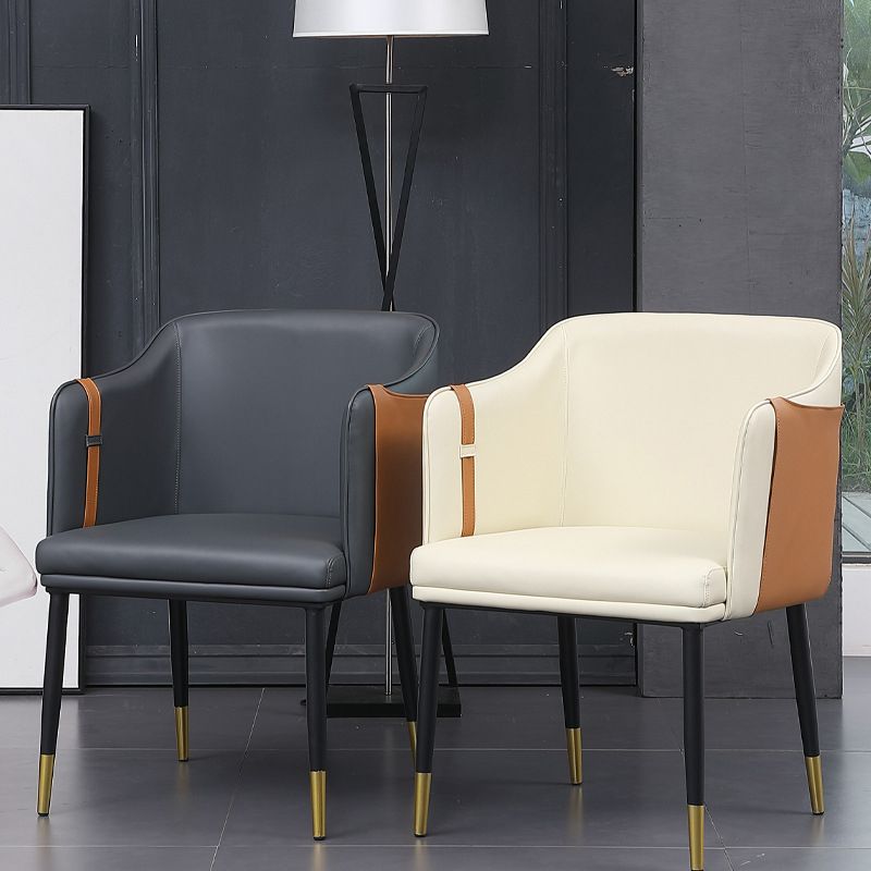 Contemporary Arm Chair Home Faux Leather Upholstered Dining Chair