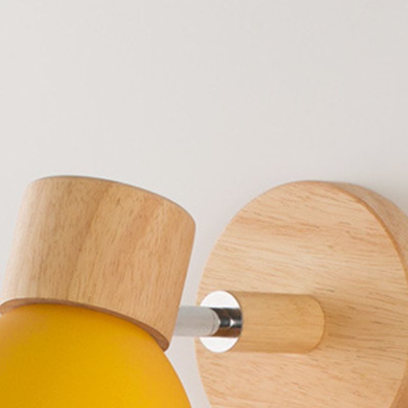 1-Light Metal Sconce Lighting Modern Wood Wall Light for Dining Room