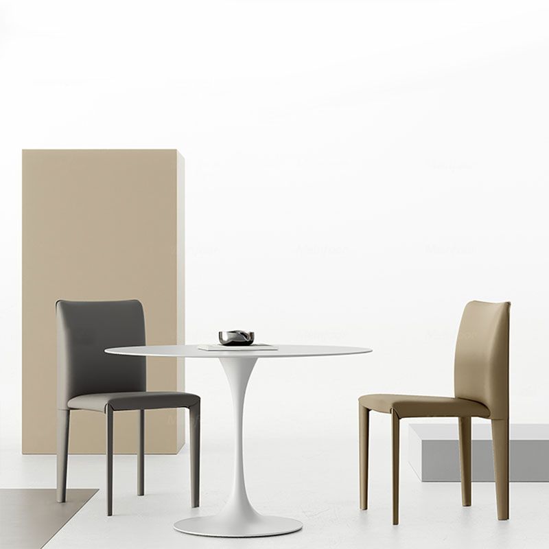 Designer Style Armless Chair Parsons Back Leather Chair for Restaurant