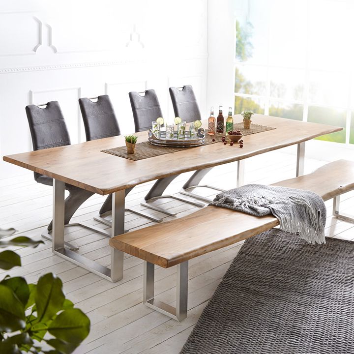 Rectangle Glam Style Dining Table Fixed Table with Solid Wood