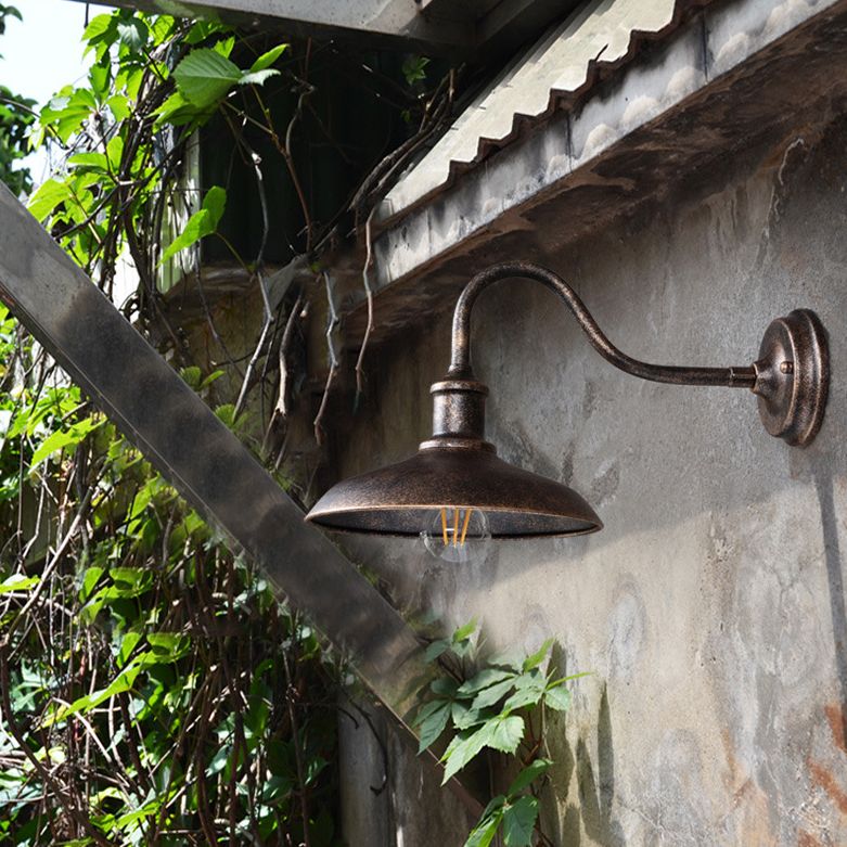 Industrial Retro Barn Wall Lamp Wrought Iron 1-Light Wall Light for Exterior Spaces