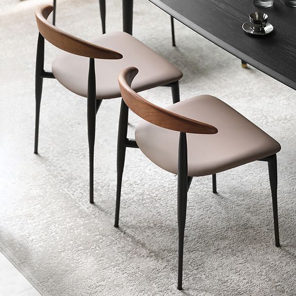 Industrial Upholstered Armless Chair Black Legs Kitchen Open Back Dining Chair