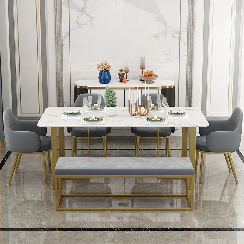 Iron and Slate Table Glam Style Home Living Room Rectangular Dining Table