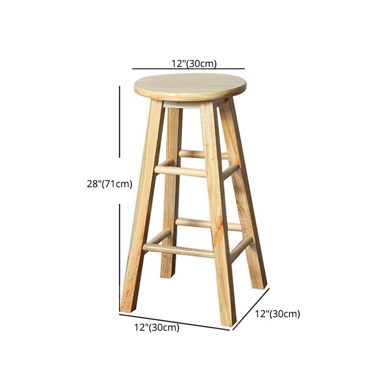 Modern Armless Counter Stool Rubber Wood Kitchen Bar Stool with Seat and Pedal