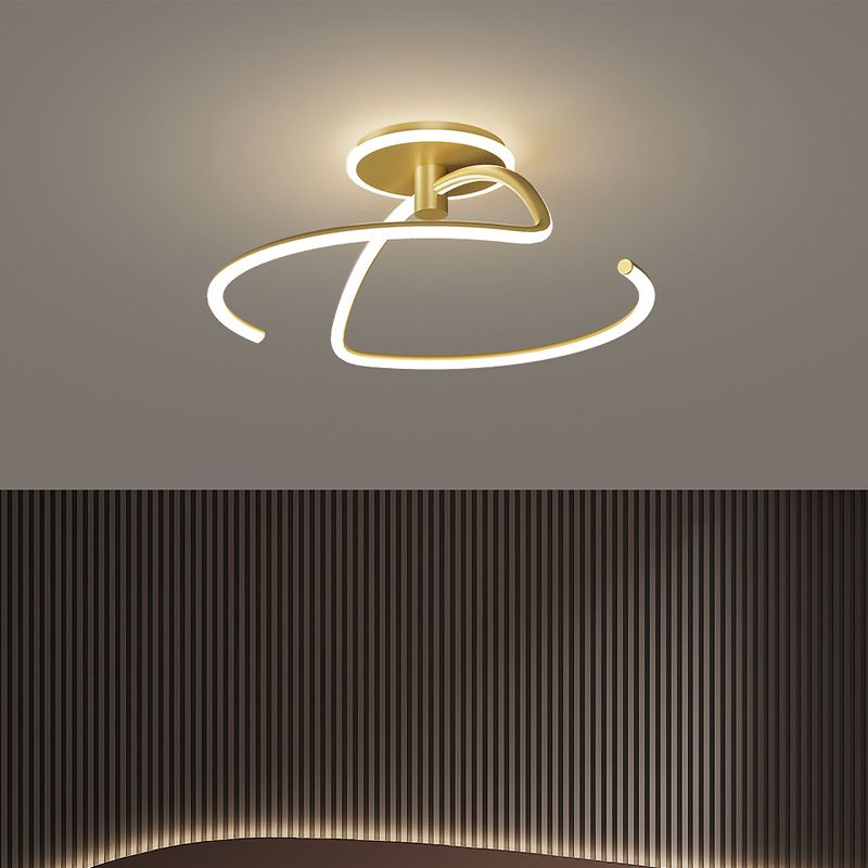 Moderner Stil Linearer Form Deckenlampe Metall 2 Licht Deckenleuchte für Esszimmer