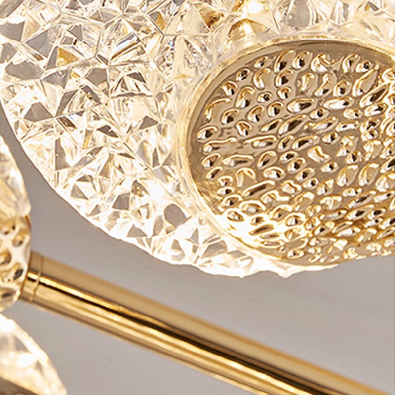 Éclairage de lustre postmoderne de plafond en métal doré pour foyer