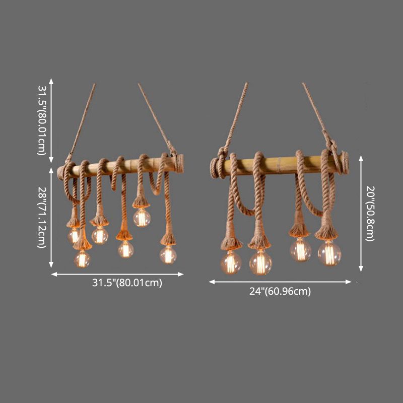 Hanging Lamp Natural Rope Light Vintage Room Indoor Bar Light