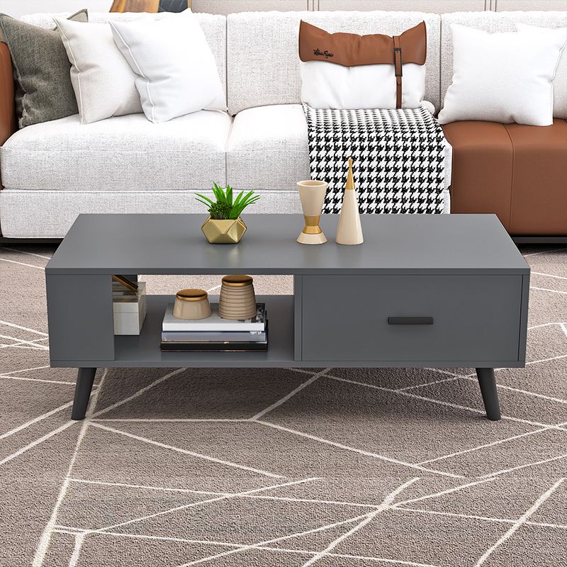 1-included 4 Legs Coffee Table Modern Wood Cocktail Table with Drawer
