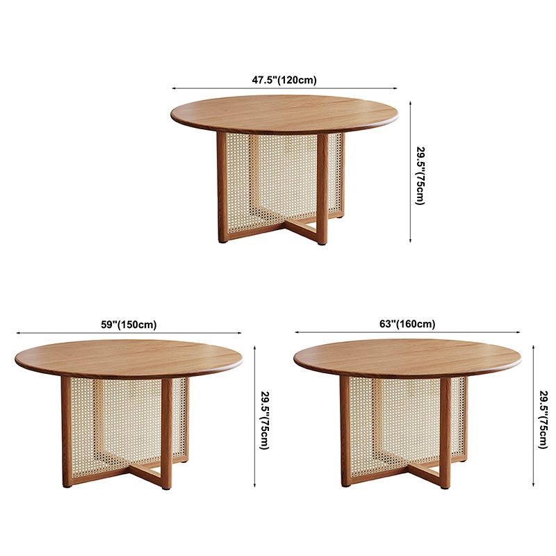 Pinewood Solid Wood Brown Tone Dining Table Simplicity Fixed Table for Dining Room