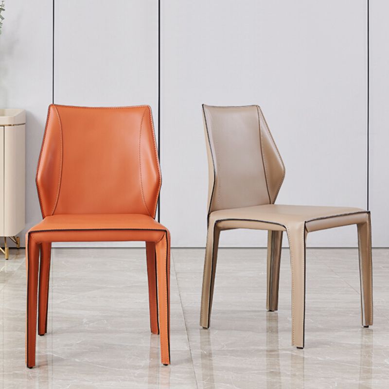 Modern Style Dining Chairs Armless Dining Chairs with Metal Legs for Kitchen