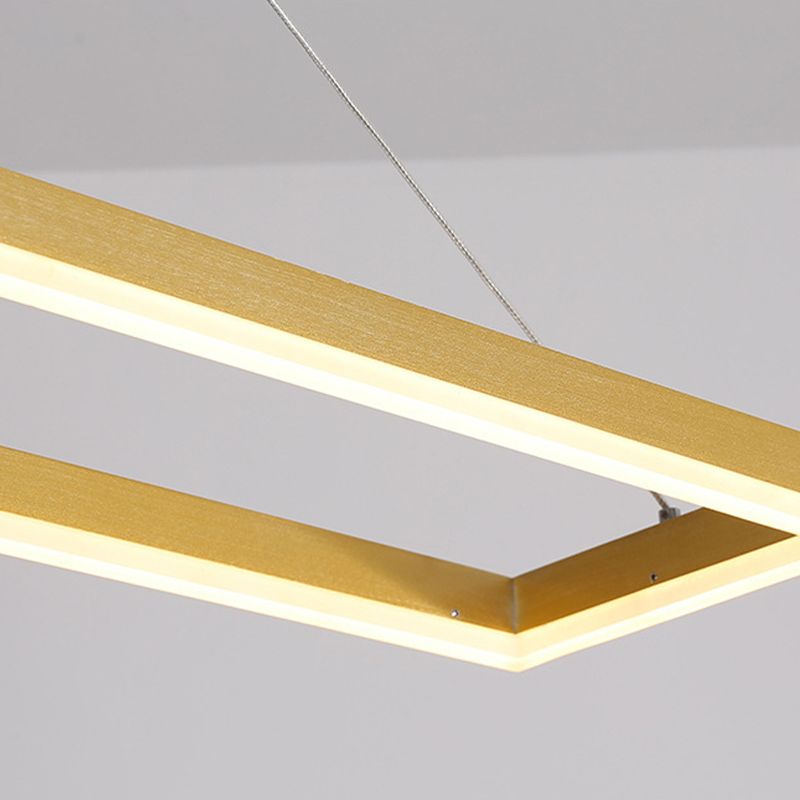 Minimalist Dining Room Island Lamp Aluminum Rectangular LED Pendant Light Fixture