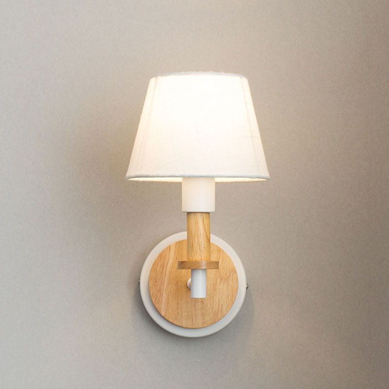 Cone Wood Wall Light Nordic Modern 1-light Wall Sconce for Children's Room