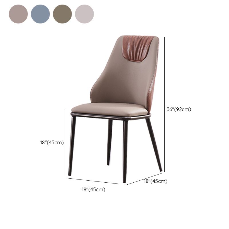 Faux Leather Dining Chair Glam Style Parsons Armless Side Chair