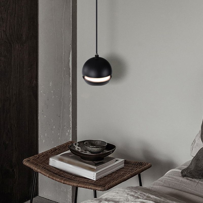 Nordic Mini LED Pendant Lamp Aluminum Bedside Hanging Light in Black