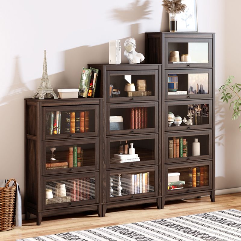 Contemporary Manufactured Wood Vertical Bookcase with Glass Doors