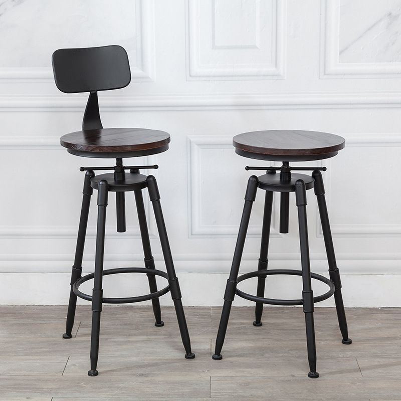 Industrial Bar and Counter Stool Adjustable Height Stool with 4 Black Legs