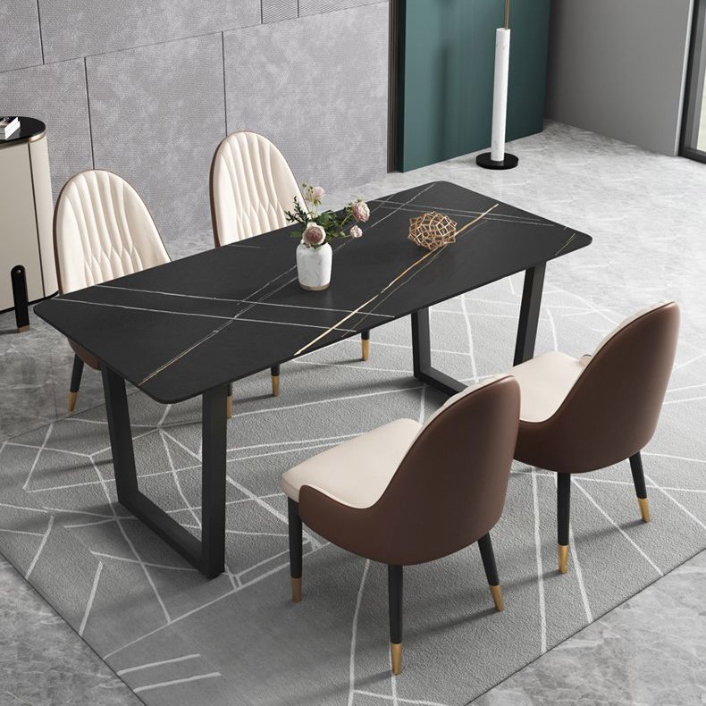 Industrial Style Stone Dining Table Sled Base Indoor Dining Room Collection
