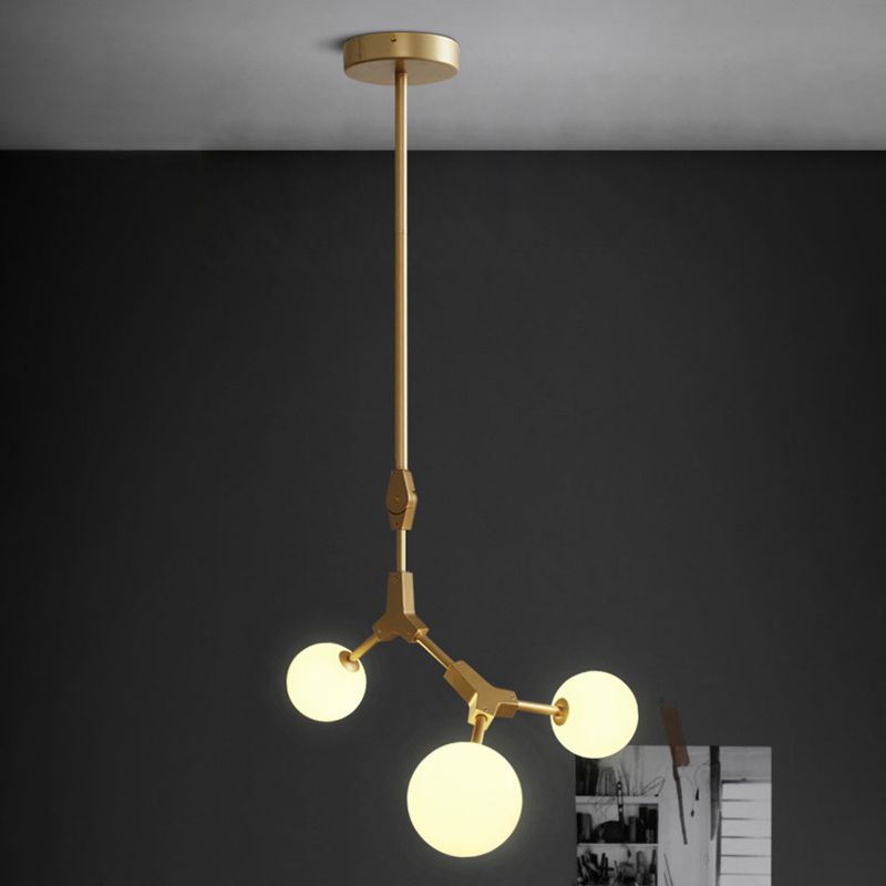 Lampadario molecolare Post-moderna Opal Orb Glass 3/5/7 Luci salotta lampada appesa in oro