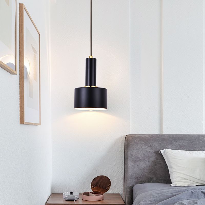 Modern Artistic Cylindrical Pendant Light Electroplate Iron Hanging Lamp for Dining Room